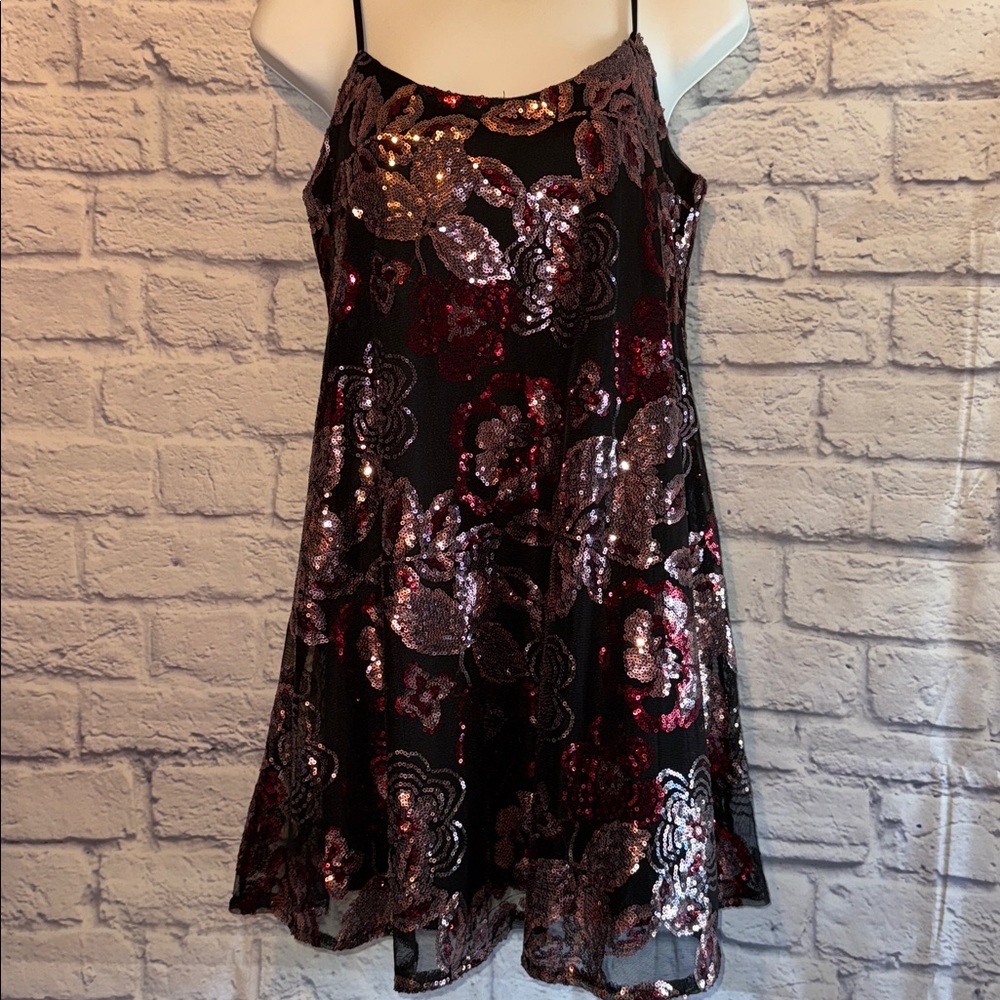 Honey & Rosie Mini Sequin Floral Slip Dress Size Small